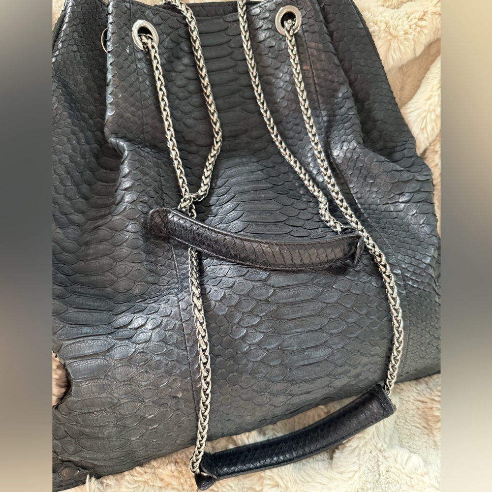 Devi Kroell Black Python Snakeskin Leather Should… - image 8